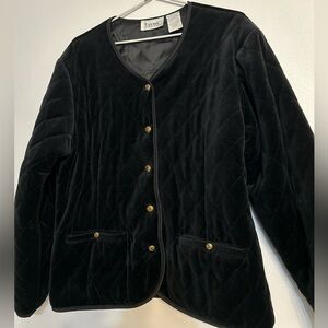 Tabi international velvet Chic Black Quilted Blazer with Gold Buttons